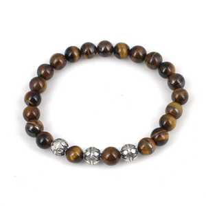 Tiger Eye <b>Beaded</b> <b>Bracelet</b> 925 <b>Sterling</b> <b>Silver</b> Bohemian Style Gift - Product Image 1