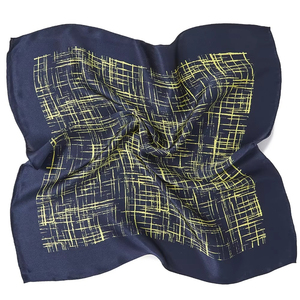 Manufacturer Custom Print 100% Silk Hand Printing Navy White Geometric <b>Square</b> <b>Scarf</b> Pochette Wholesale Rate OEM Custom - Product Image 3