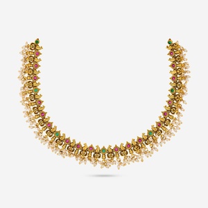 Antique Bohemian Style <b>Necklace</b> with Diamond Quartz Pearl Beads Trendy Alloy Jewelry for Wedding Party or Gift 181449 - Product Image 1