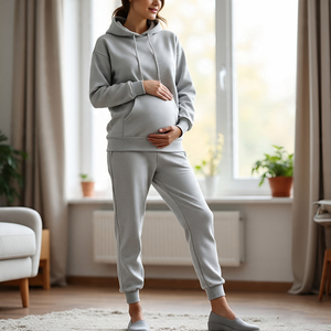 Chándal de maternidad holgado para mujer, jersey de embarazo, sudadera con capucha y pantalones de chándal de peso pesado 400GSM, chándal de maternidad para mujer - Product Image 5