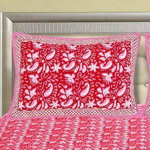 240 TC Cotton Super <b>King</b> <b>Size</b> Double Bed <b>Sheet</b> 2 Pillow Covers Pink Jaipuri Hand Block Print Floral Eco-Friendly (ALDB1006) - Product Image 3