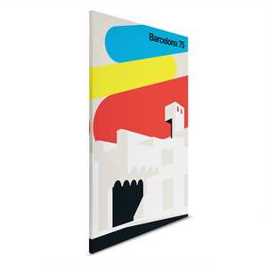 Hecho en Alemania-Cuadro de lienzo para decoración del hogar Retro Barcelona-Mural de pintura de pared en colorido y crema-Arte de marco de Camilla - Product Image 6