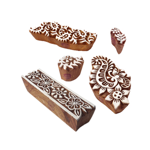 Royal Kraft <b>Set</b> of 5 Intricate Pattern Paisley and Border Wooden <b>Stamp</b> Blocks 1 to 4.1 Inches - Product Image 1