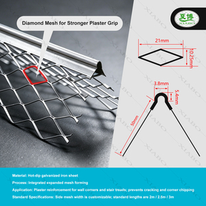 Perfil de esquina de malla metálica expandida galvanizada <span class=keywords><strong>para</strong></span> paneles de yeso, protector de esquina de pared antirrotura con alas de malla de diamante - Product Image 1