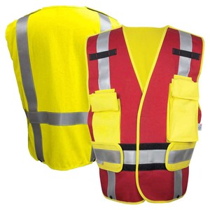 Work Wear Safety <b>Vest</b> with Reflective Stripes, Durable Stitching and Multiple <b>Utility</b> Pockets for Workers made in Pakistan - Product Image 1