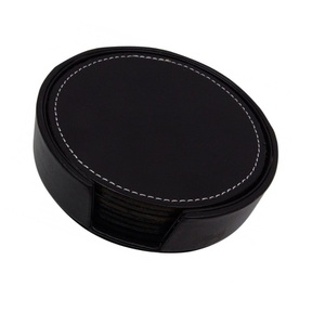 Cheap Factory Price Luxury <b>Coaster</b> Logo <b>Black</b> Color Set 4 Pcs Drink Cup <b>Coaster</b> - Product Image 1