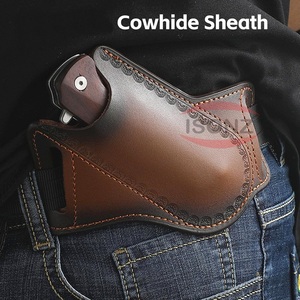Fourreau de camping en cuir véritable fourreau de couteau de poche tactique fourreau de couteau de chasse de poche ISONZ - Product Image 5