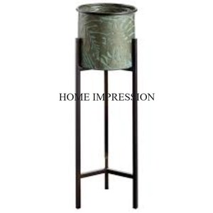 Attractive Look Galvanized Tin <b>Planters</b> and Pot Set Of 2 Grey and Gold Color Custom Shape Ton Flower <b>Planter</b> and Pot From Indian - Product Image 4