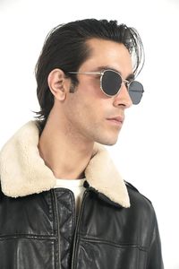 Chaqueta de cuero para hombre Chaqueta de bombardero de piel de cordero genuina para hombre Marrón con cuello de Sherpa extraíble Chaqueta de cuero Premium para hombre - Product Image 3