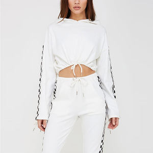 Cropped Jogging Suit 2 Piece Set Zipper Velvet Winter Windproof Plus Size Bling Women Custom Rhinestone <b>Tracksuits</b> - Product Image 3