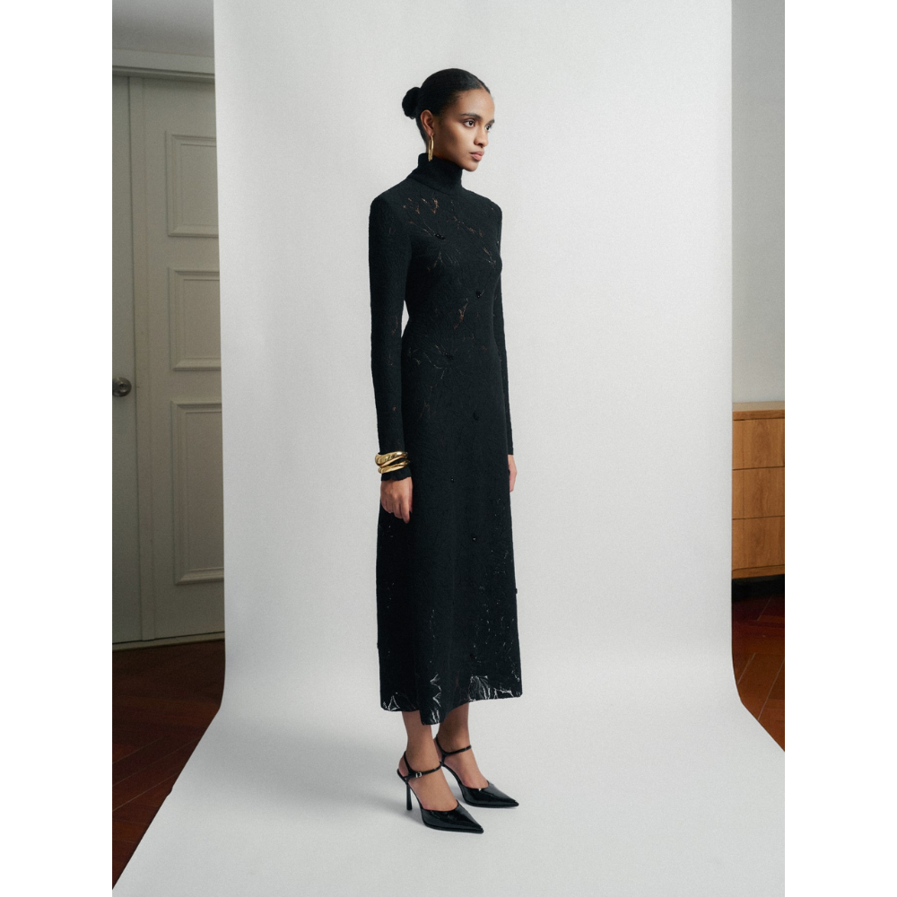 Luxury Fashion Dresses Women Lady Elegant Hand-Sewn Stella Emb Lace Midi  Dress Eco-Friendly Women Clothing Sustainable Fashion
