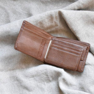 Genuine Leather Men's <b>Wallet</b> Stylish Modern Classic <b>Folding</b> Design Smooth Durable Premium Short Customizable - Product Image 4