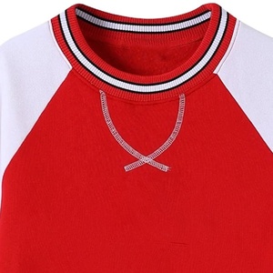 <b>Red</b> White Regular Sleeve Lined Fleece Pullover O-Neck Pocket Knitted Casual Unisex Winter Wear Anti-Pilling Breathable - Product Image 2