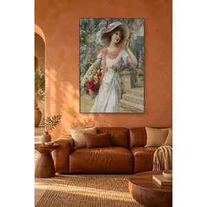 Fida Emile Vernon Fille avec panier de fleurs et chapeau de paille, impression sur toile - Product Image 3