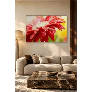 Impression sur toile de gerbera rouge rosée Fida en gros plan - Product Image 4