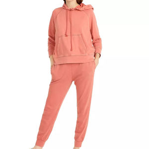 Ensembles pantalons de survêtement et sweats à capuche évasés personnalisés imprimé bouffant lourd 100% coton survêtements polaire hommes rose évasé survêtement femmes - Product Image 5