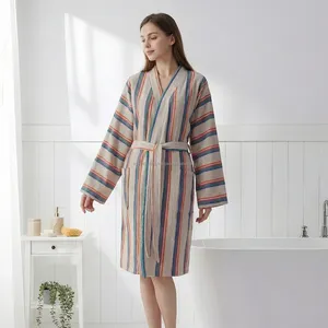 Peignoir en coton tissé 100% pour femmes et hommes, été/printemps, respirant, séchage rapide, longueur intégrale, fabriqué en Turquie - Product Image 5