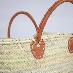 <b>Medium</b> FRENCH Market Basket with a Leather Fruit Basket, Straw Bag - Product Image 2