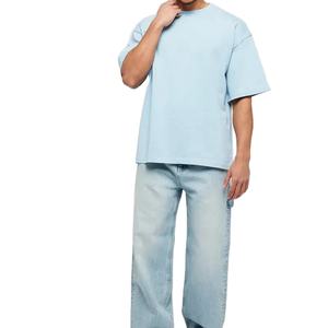 Venta al por mayor de impresión personalizada de peso pesado de hombro caído de peso pesado 100% de algodón orgánico de gran tamaño camiseta de los hombres - Product Image 1