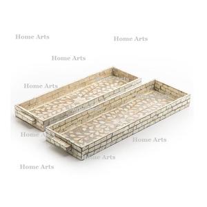 Juego de 2 Bandejas para Servir Alimentos de Nácar de Calidad Superior, Diferentes Tamaños, Bandeja para Servir Té y Café en Venta - Product Image 4