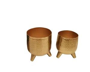Macetas martilladas pulidas de oro Premium para interior, sala de estar, decoración de jardín, jardineras de flores elegantes para exhibición en el hogar - Product Image 2