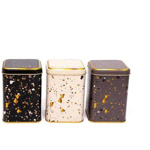 Square Metal <b>Canister</b> <b>Set</b> – 87x87x125 mm (<b>Set</b> of 3) Terrazo Terrazo Design - Product Image 1