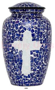 โกศศพโคมไฟแดง โมเสค โลหะ อลูมิเนียม สีฟ้า สําหรับเถ้ามนุษย์ - Product Image 2