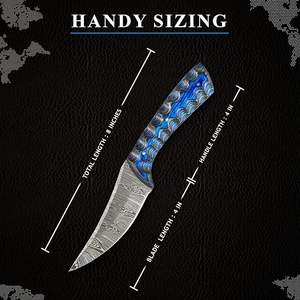 Vente directe d'usine, couteau tactique à lame fixe en acier Damas avec manche en bois Pukka, couteau de camping et de chasse EDC avec étui - Product Image 2