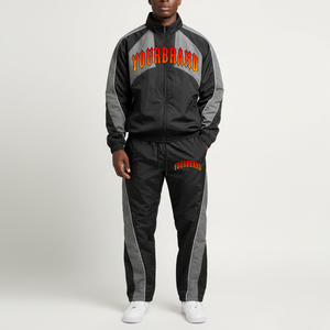 Offre Spéciale Streetwear d'hiver en coton de luxe de fabricant personnalisé à la mode survêtements 2 pièces Patchwork coupe-vent coupe régulière - Product Image 4