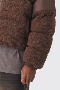 Chaqueta acolchada de cuello embudo de nailon y Borg con logotipo personalizado, cazadora de chocolate, chaqueta acolchada de invierno con burbujas para hombre, novedad - Product Image 3