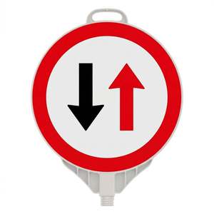 Panneau de signalisation routière ultra-rond réfléchissant, imprimé solaire simple face, 38 cm, Avertissement de sécurité 'Cédage au trafic en face' pour utilisation sur route - Product Image 1