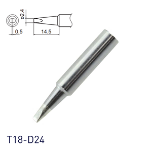 Pointe de fer à souder en cuivre sans oxygène Hakko T18-D24, forme couteau, connecteur à enfoncement 2.4D, épaisseur 0.5-1.0mm - Product Image 1