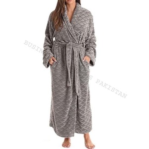 Robe de bain en velours de couleur rose, Robe de bain en velours de qualité personnalisée - Product Image 4