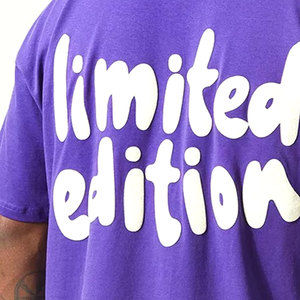 OEM Customized Drop Shoulder Printed T-Shirts For Men High Quality 100%Cotton <b>Fabric</b> <b>Purple</b> Color Loose fit Heavyweight T-Shirt - Product Image 5