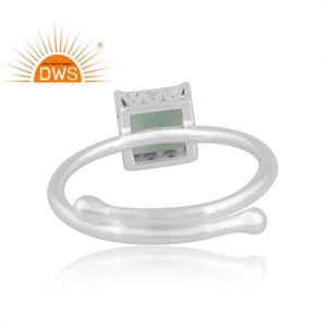 Dernières tendances Bague empilable au design carré en pierre précieuse amazonite naturelle en argent sterling 925 Fabricant de bijoux personnalisé - Product Image 4