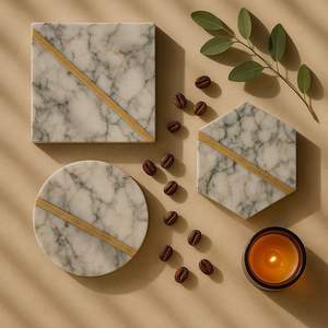 Nouvel ensemble de sous-verres en marbre avec un design attrayant, idéal pour les maisons élégantes et les idées de décoration intérieure haut de gamme - Product Image 4