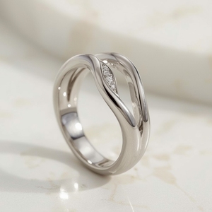 Alianza de boda de oro blanco de 10K para mujer, joyería fina moderna, tendencia 2025, anillo de oro Real mínimo sostenible, OEM de Tailandia - Product Image 3