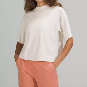 Fournisseurs à bas prix pour les vêtements New Tee Blank Custom Mock Neck Fit Eco Friendly Camisetas Femininas - Product Image 1