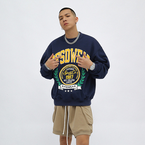 Sweat-shirt à col rond personnalisé de haute qualité à manches longues et aux épaules tombantes 100% coton Sweat-shirt à impression graphique bouffante pour hommes - Product Image 2