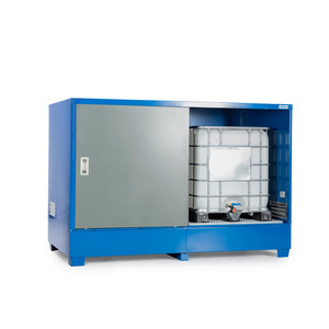 Deposito di materiali pericolosi in acciaio, con porte scorrevoli, per 2 IBC o 8 barili - Product Image 5