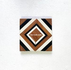 Handmade Resin & Wood Coasters Wood Resin Mats Pads Round Home Hotel Natural Round Epoxy Resin Acacia <b>Kitchen</b> <b>Accessories</b> - Product Image 1