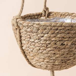 Best Selling Shape Seagrass Handwoven Natural Storage <b>Basket</b> Eco-friendly Handles <b>for</b> Gardening <b>Planting</b> Tree Water Hyacinth - Product Image 3