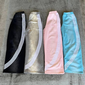 Pantalon de survêtement en coton mélangé à rayures incurvées pour hommes pantalon de survêtement à jambe droite léger et décontracté Baggy Jogger WAKIN WEAR - Product Image 1