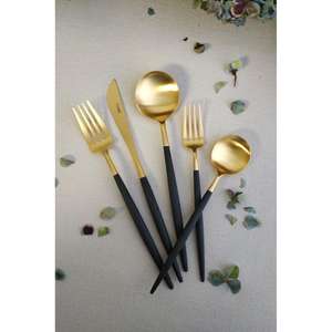 <b>Gold</b> <b>Cutlery</b> Sets With Blue Handles Set of 4 Pieces Luxury Flatware Set Reusable <b>Cutleries</b> For Wedding Party Decoration - Product Image 2