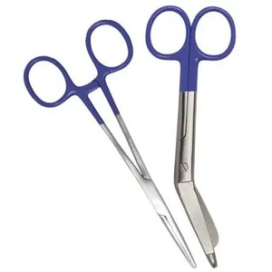 Ciseaux à pansement de haute qualité ciseaux et pinces incurvés pour soins infirmiers médicaux ensemble de 2 pièces Excellente qualité - Product Image 3