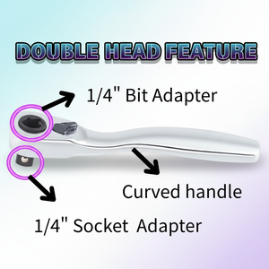 ผลิตในไต้หวัน ชุดเครื่องมือ DIY ODM OEM ด้ามขันแบบทูบบี้ 72 ฟัน x 90 มม. หัวคู่ พร้อมด้ามโค้ง แบบใช้มือ - Product Image 2