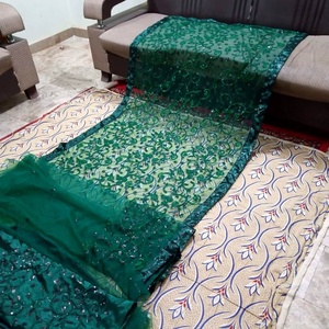 2022 vente chaude indien/pakistanais brodé séquence travail Saree fête porter en soie - Product Image 6