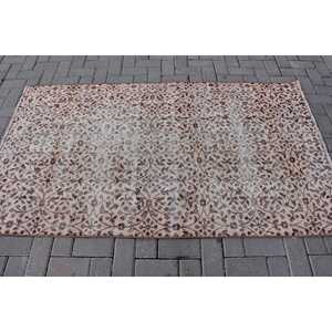 Alfombra Turca Vintage, Alfombra Decorativa de 3.7x6.4 pies (112x194 cm), Alfombra de Lana Beige con Diseño de Camuflaje - Product Image 3