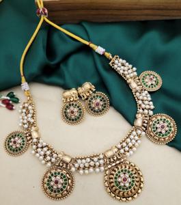 คุณภาพพรีเมี่ยมด้วยหินที่ดูเรียบง่ายชุดสร้อยคอชุบทองพร้อมต่างหูสำหรับคอลเลกชันงานแต่งงานสำหรับผู้หญิง - Product Image 3