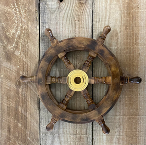 Roue de bateau décorative en bois | Bateau de pirates | Décor fait main de roue de bateau de maison - Product Image 1